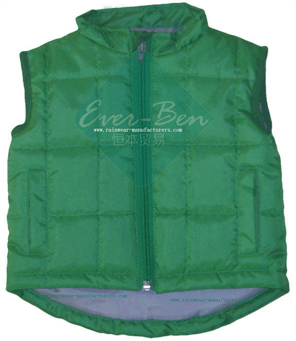 Green nylon vest for kids.